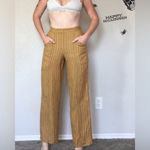 Flax Lagenlook Mustard Striped Linen Lounge Pants